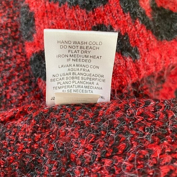 Joseph A Long Sleeve Open Front Duster Sweater Modern Leopard in Red/Gray Sz XS - Picture 6 of 8